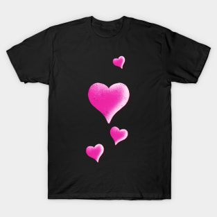 Pink Hearts Illustration Vintage Heart Design T-Shirt